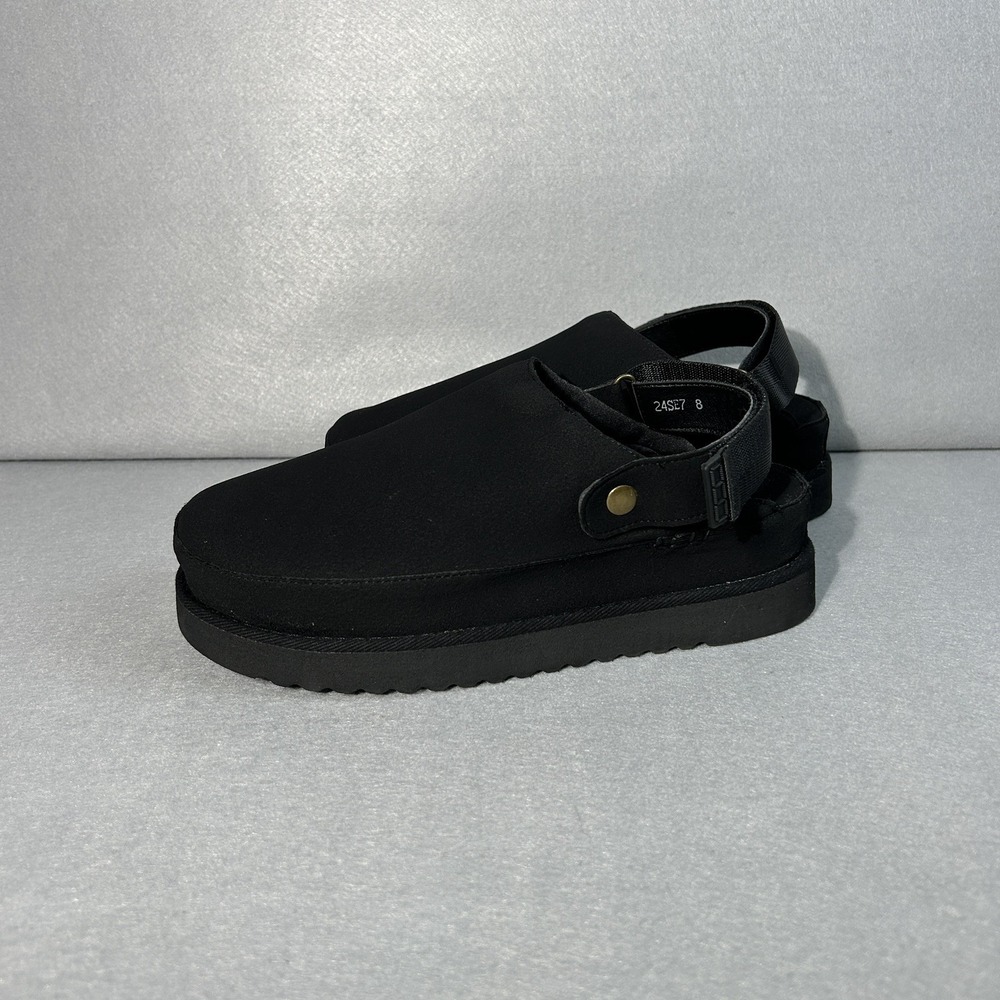 Womens Faux Suede Clogs Slingback Shoes Adjustable Back Strap Size 8 Black